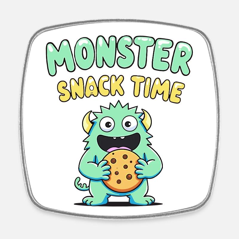 Monster Fun - Viereckiger Kühlschrankmagnet - Weiß