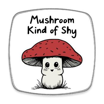 Champignon un peu timide - Magnet carré - blanc - Devant