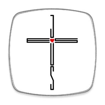 Jésus Croix Cœur Amour Croyants Cadeau - Magnet carré - blanc - Devant