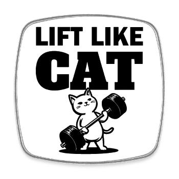 Lift Like Cat - Fitness Cat - Square fridge magnet - white - Front