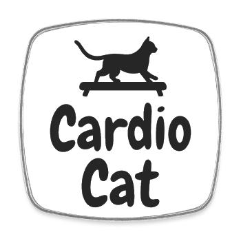 "Cardio Cat" - Sportliche Katze - Viereckiger Kühlschrankmagnet - Weiß - Vorne