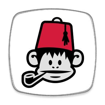 monkey fez ape primat affe pipe smoker - Viereckiger Kühlschrankmagnet - Weiß - Vorne