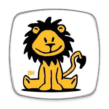 Lion - Magnet carré - blanc - Devant