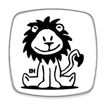 Lion - Magnet carré - blanc - Devant
