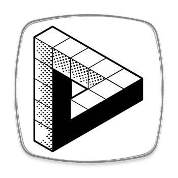 Unmögliches Dreieck - Tribar - Penrose Triangel - Viereckiger Kühlschrankmagnet - Weiß - Vorne