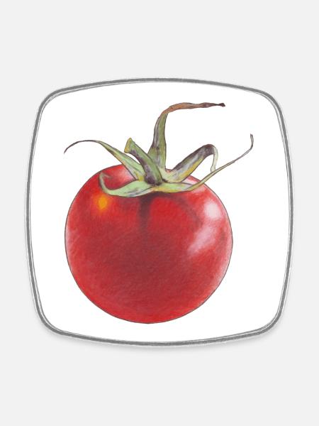 Tomate - Viereckiger Kühlschrankmagnet - Weiß