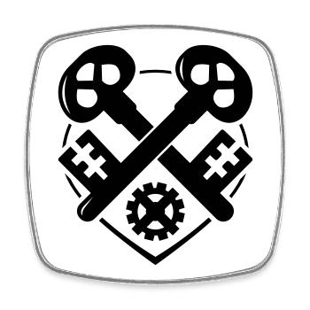 Schlosser Zunft - T-Shirt, Schlosser - Viereckiger Kühlschrankmagnet - Weiß - Vorne