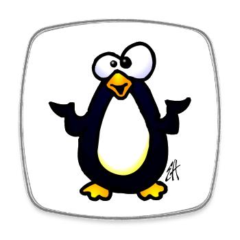 Whimsical Penguin Cartoon Design - Square fridge magnet - white - Front