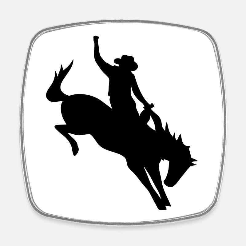 Rodeo Riding on a wild horse - Square fridge magnet - white