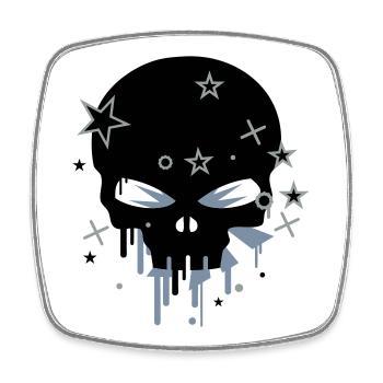 Skull / Totenkopf - Viereckiger Kühlschrankmagnet - Weiß - Vorne