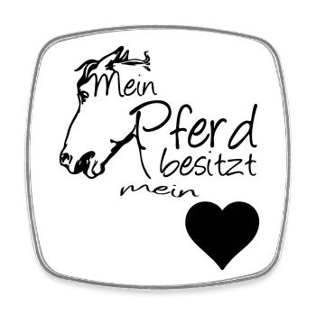 Mein Pferd - Mein Herz Geschenk - Viereckiger Kühlschrankmagnet - Weiß - Vorne