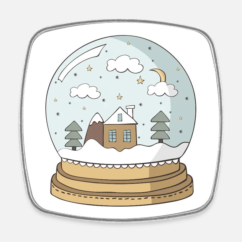 Boule à neige - Magnet carré - blanc