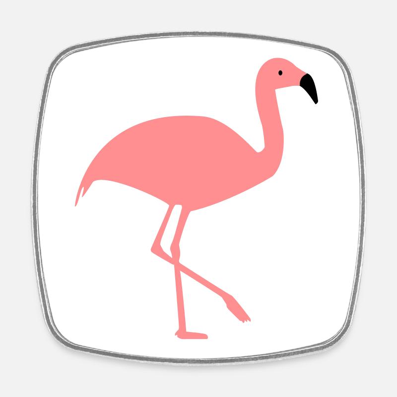 Flamingo - Magnet carré - blanc