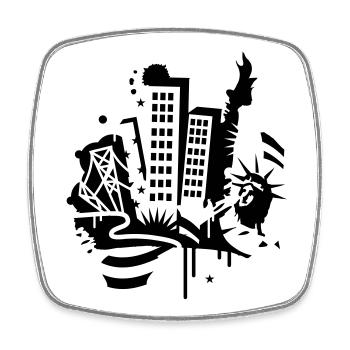 Ein New York City Design im Graffiti Stil - Viereckiger Kühlschrankmagnet - Weiß - Vorne
