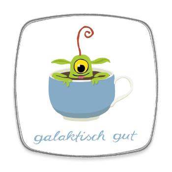 galaktisch gut - Viereckiger Kühlschrankmagnet - Weiß - Vorne