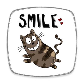 Smile Grinsekatze - Katze - Katzen - Herz - Cat - Viereckiger Kühlschrankmagnet - Weiß - Vorne