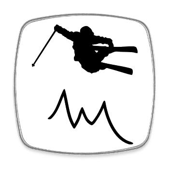 Skispringer-Kontur mit Berg II / Skifahrer - Viereckiger Kühlschrankmagnet - Weiß - Vorne