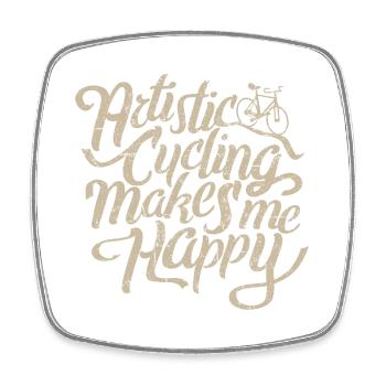 Artistic Cycling, Artistic Cycling, Makes Me Happy - Square fridge magnet - white - Front