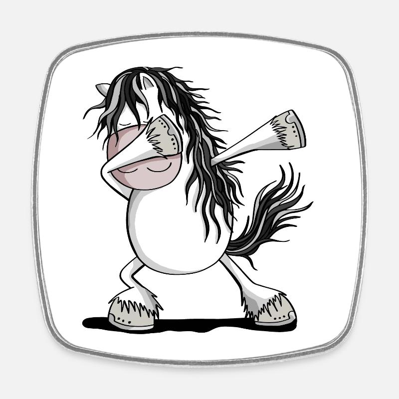 Cooles Dab Dance Schimmel Pferd Fun Dabbing Pony - Viereckiger Kühlschrankmagnet - Weiß