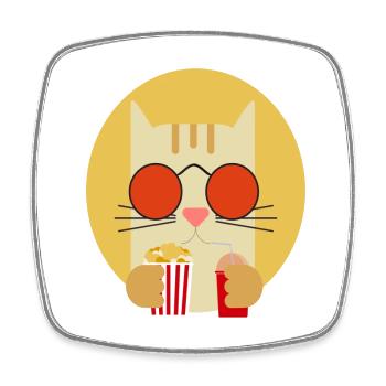 Popcorn Knabberzeug Kino Couch Fast Food Chips - Viereckiger Kühlschrankmagnet - Weiß - Vorne