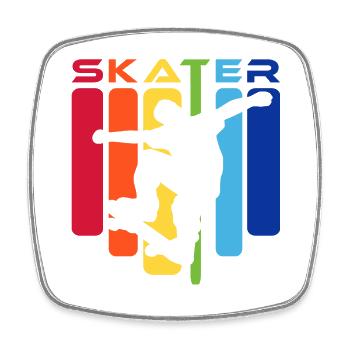 Skater Kids Rainbow Silhouette - Square fridge magnet - white - Front