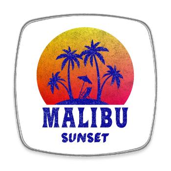 Malibu Sunset / Kalifornien / Geschenk / Retro - Viereckiger Kühlschrankmagnet - Weiß - Vorne