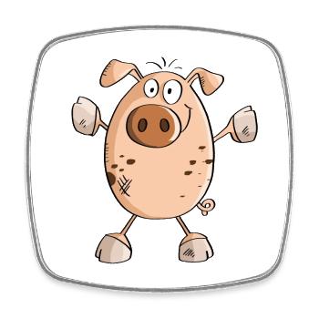 Porcs-cochons de Saustarkes - sanglier - Bache - Magnet carré - blanc - Devant