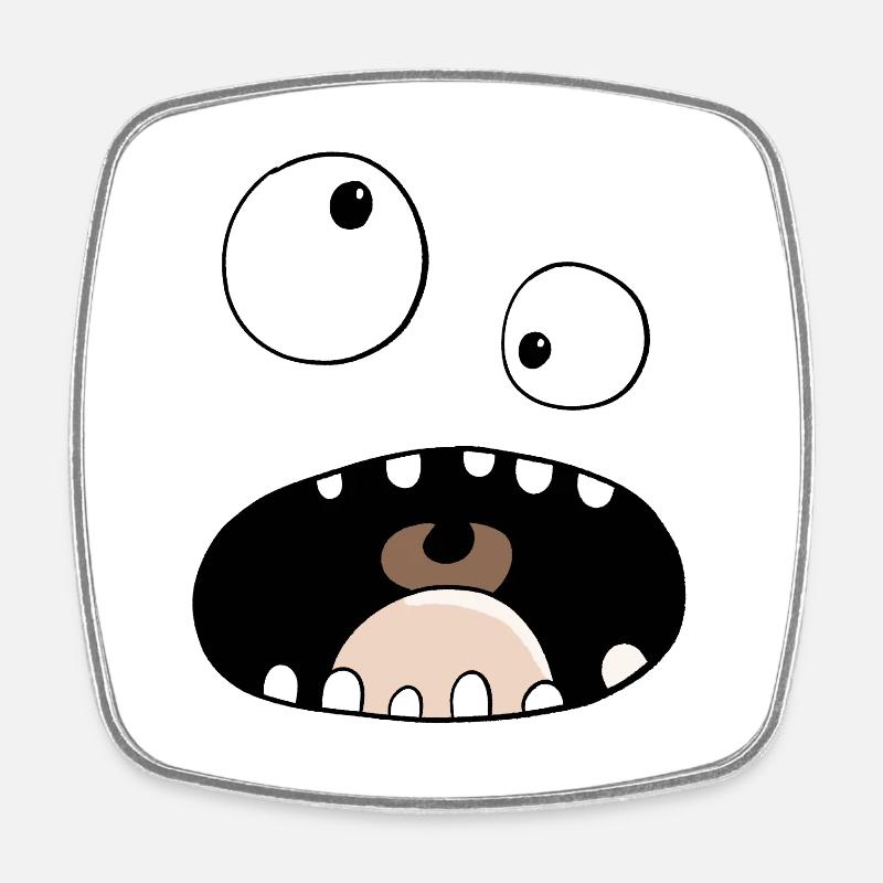 Visage de monstre drôle de bande dessinée - Magnet carré - blanc