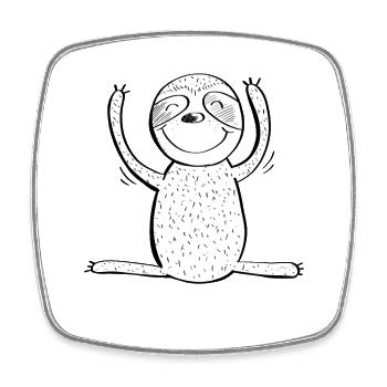 Kleines Faultier - Sloth Cartoon - Viereckiger Kühlschrankmagnet - Weiß - Vorne