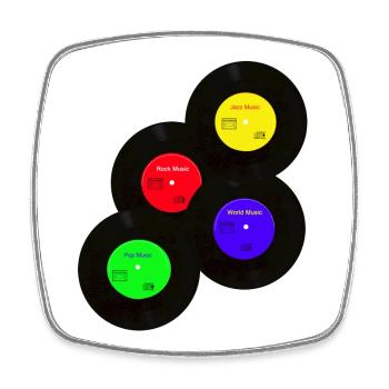 Vinyles Musique Jazz Rock Pop - Magnet carré - blanc - Devant