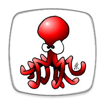 Cute Octopus Cartoon with Big Eyes - Square fridge magnet - white - Front