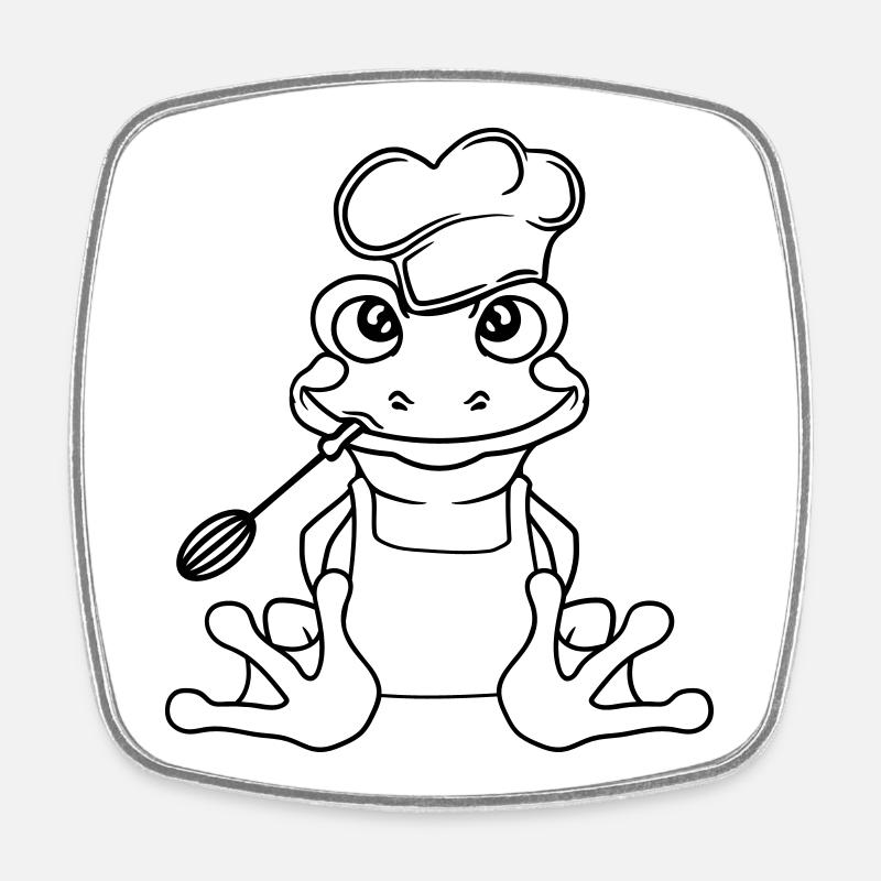 cook chef cook delicious food eat spices gril - Square fridge magnet - white