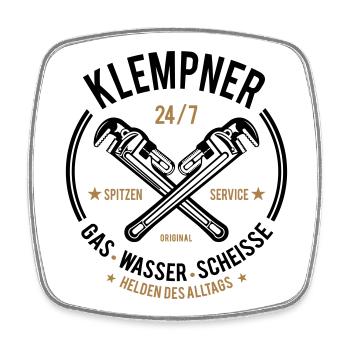 Klempner - Gas, Wasser, Scheiße - Viereckiger Kühlschrankmagnet - Weiß - Vorne