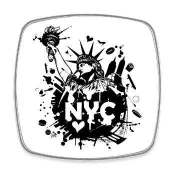 NEW YORK - Viereckiger Kühlschrankmagnet - Weiß - Vorne