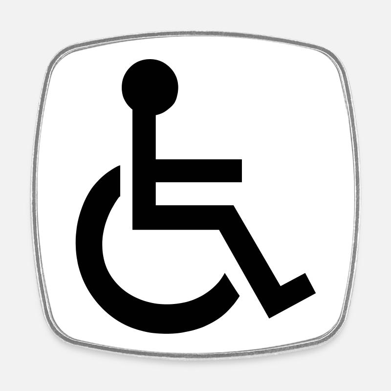 Handicapés symbole de fauteuil roulant - Magnet carré - blanc