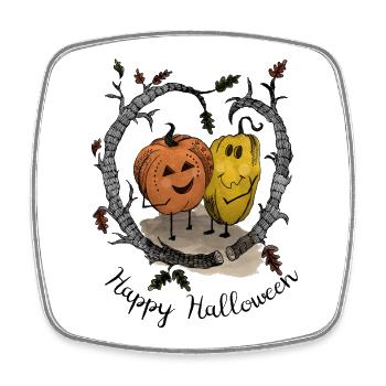 Citrouilles Happy Halloween - Magnet carré - blanc - Devant