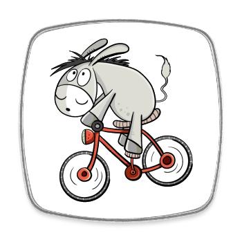 Esel Fährt Fahrrad I Drahtesel I Radeln Geschenk - Viereckiger Kühlschrankmagnet - Weiß - Vorne