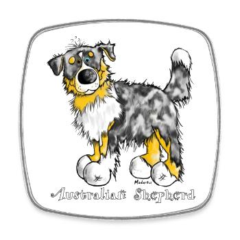 Australian Shepherd – Aussie – Hütehund - Viereckiger Kühlschrankmagnet - Weiß - Vorne