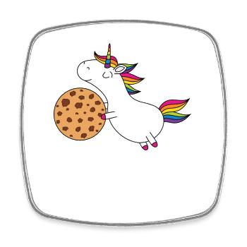 Donut go me on the cookie - Einhorn Keks - Viereckiger Kühlschrankmagnet - Weiß - Vorne