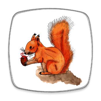 Squirrel Christmas - Square fridge magnet - white - Front