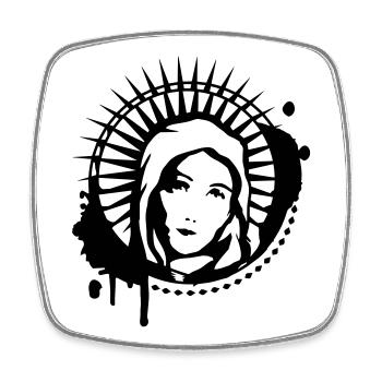 Maria Portrait Graffiti Schablone - Viereckiger Kühlschrankmagnet - Weiß - Vorne