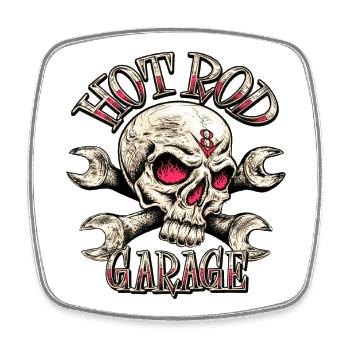 Hot Rod Garage V8 - Magnet carré - blanc - Devant
