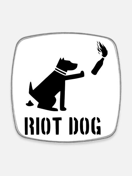riot dog - Square fridge magnet - white