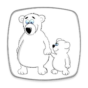 Drolly bébé ours avec papa ou maman - Magnet carré - blanc - Devant