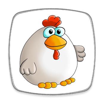 Douce poule - Magnet carré - blanc - Devant