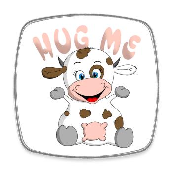 Hug me Kuh - Viereckiger Kühlschrankmagnet - Weiß - Vorne