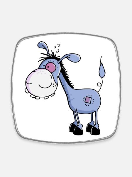 Funny little Donkey - Donkeys - Square fridge magnet - white