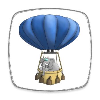 Ballon Cartoon - Heißluftballon - Viereckiger Kühlschrankmagnet - Weiß - Vorne