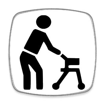 Personne handicapée derrière le déambulateur # - Magnet carré - blanc - Devant