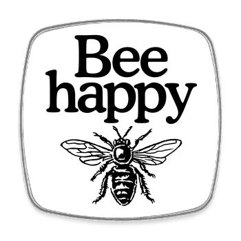 Bee happy - Bienen, Imkerei, Imker - Viereckiger Kühlschrankmagnet - Weiß - Vorne